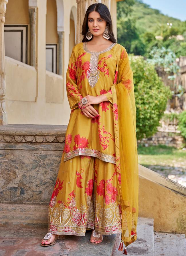 Chinnon Multi Color Party Wear Printed Readymade Plazzo Suit